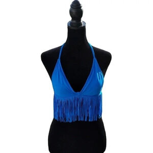 Body Glove Blue Fringe Bikini Top Womens XS